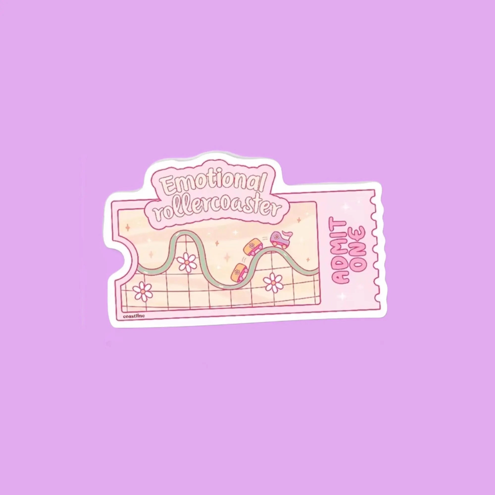 Admit One Emotional Rollercoaster Ticket Sticker
