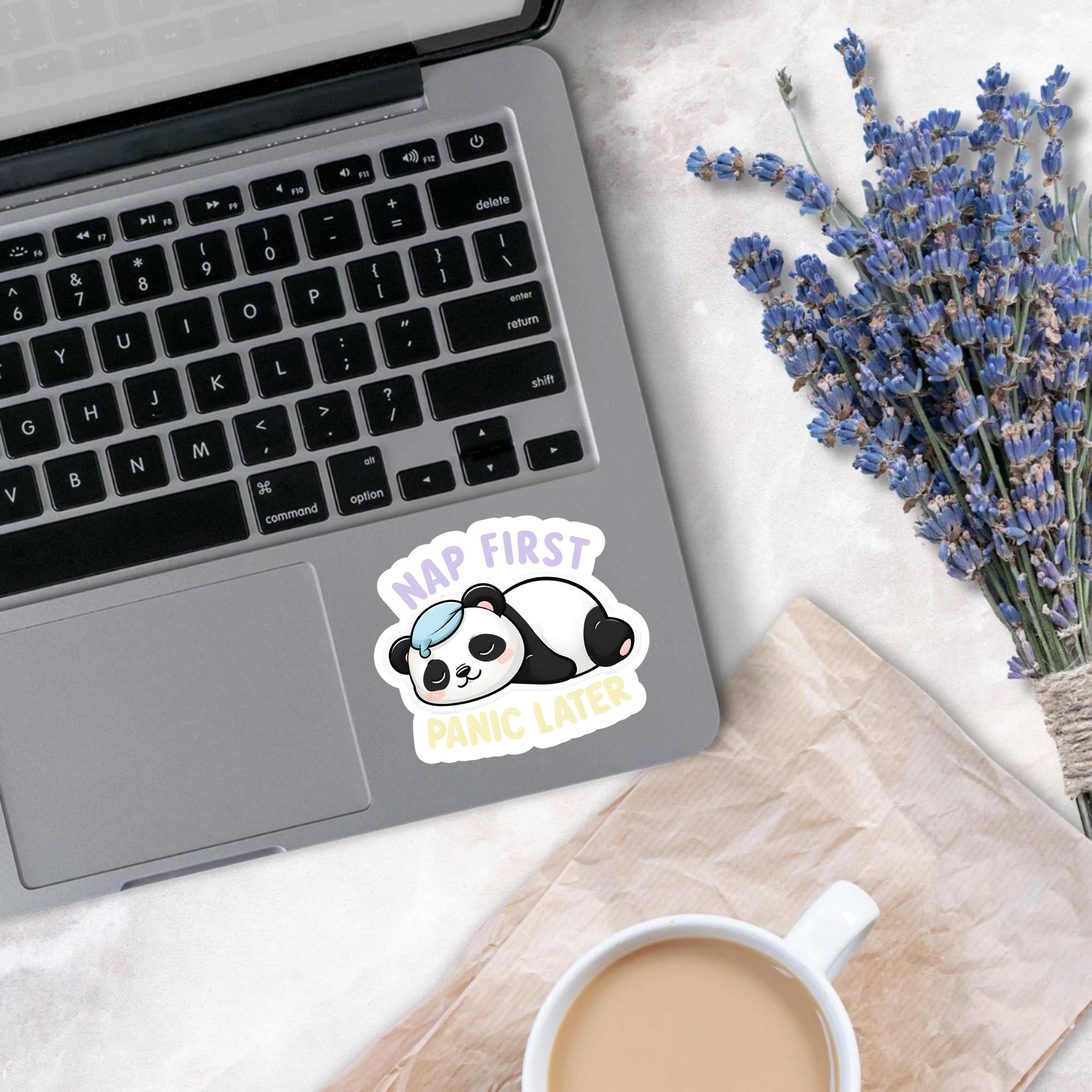 Panda Nap First Panic Later Sticker
