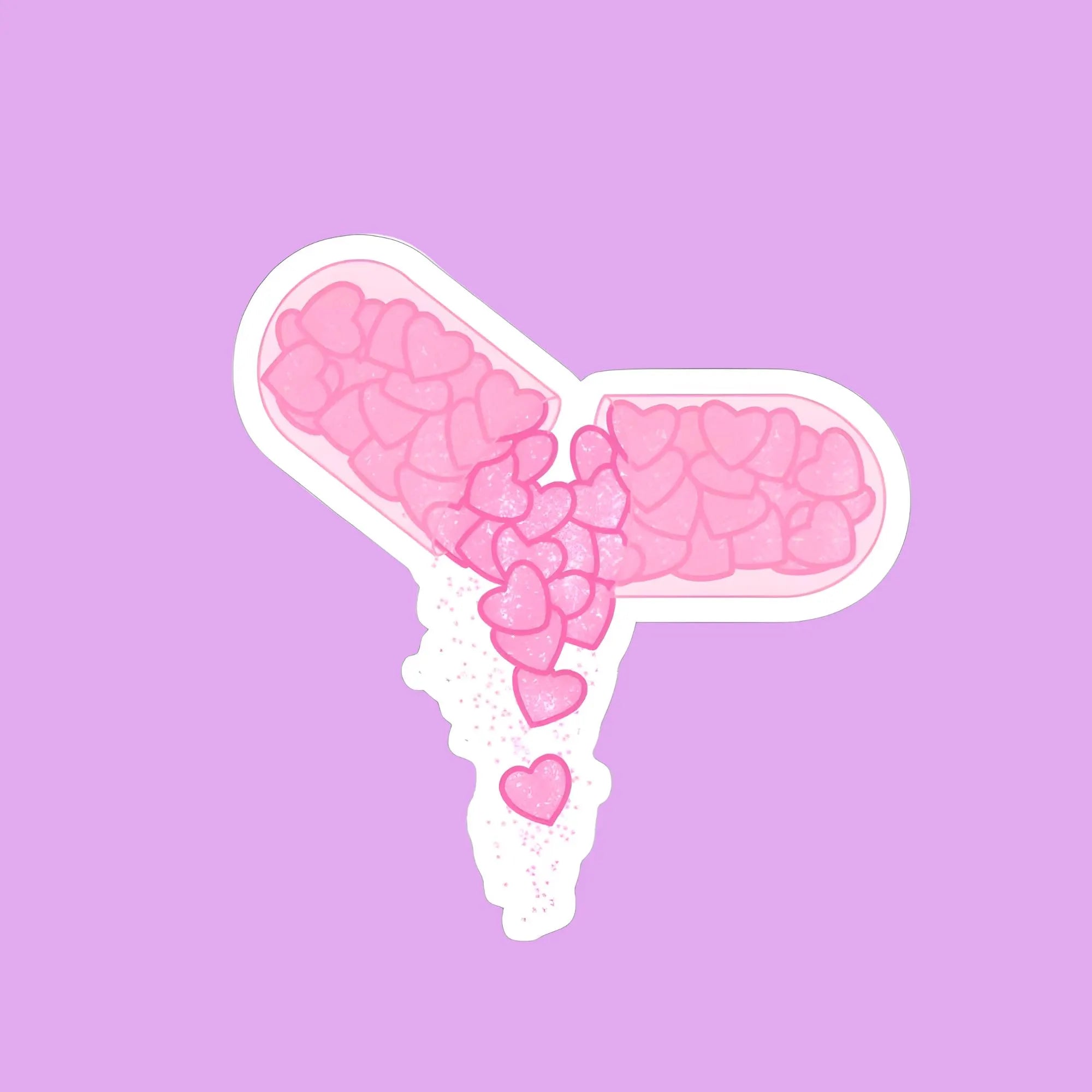 Broken Heart Pill Capsule Sticker