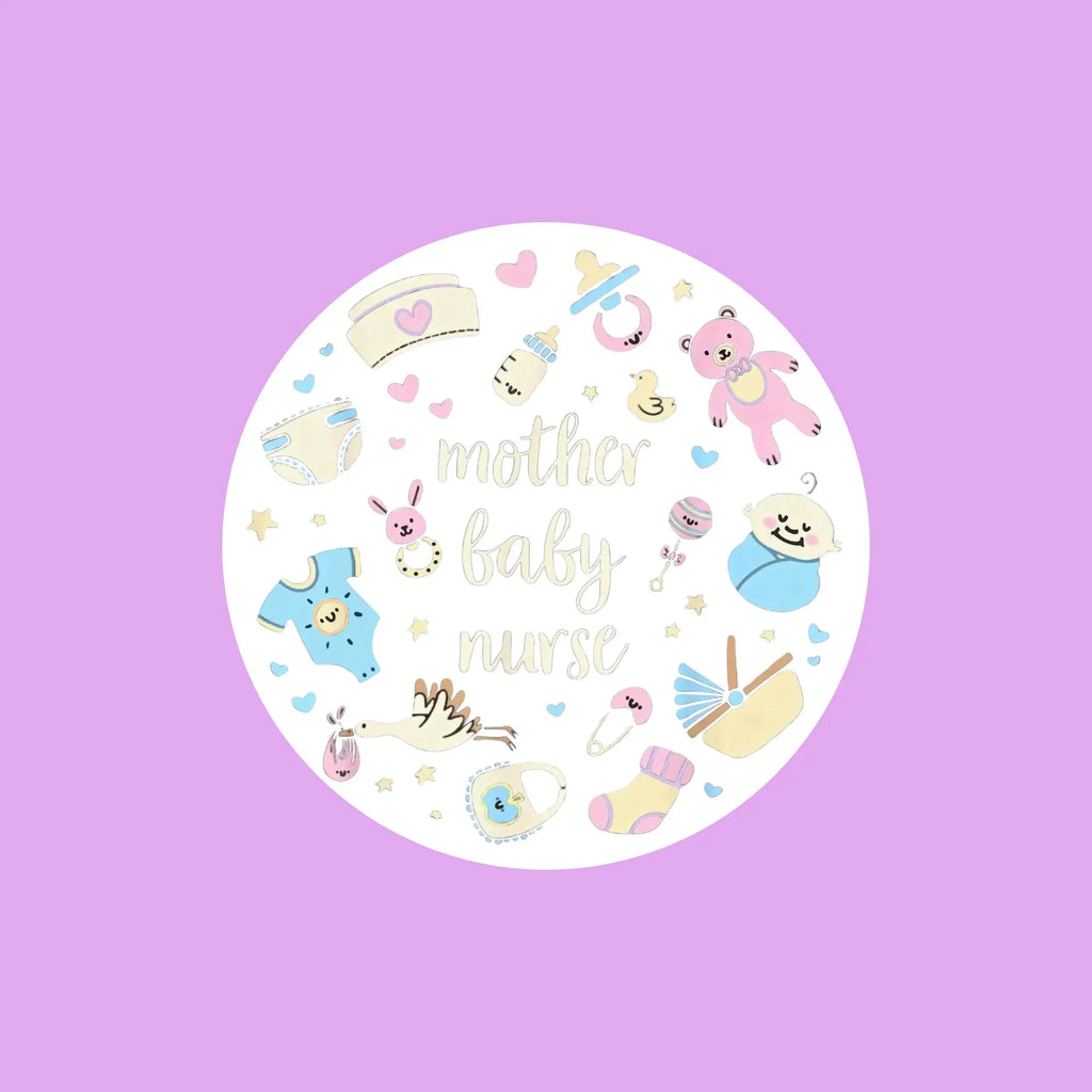 Mother Baby Nurse Sticker (White/Black)