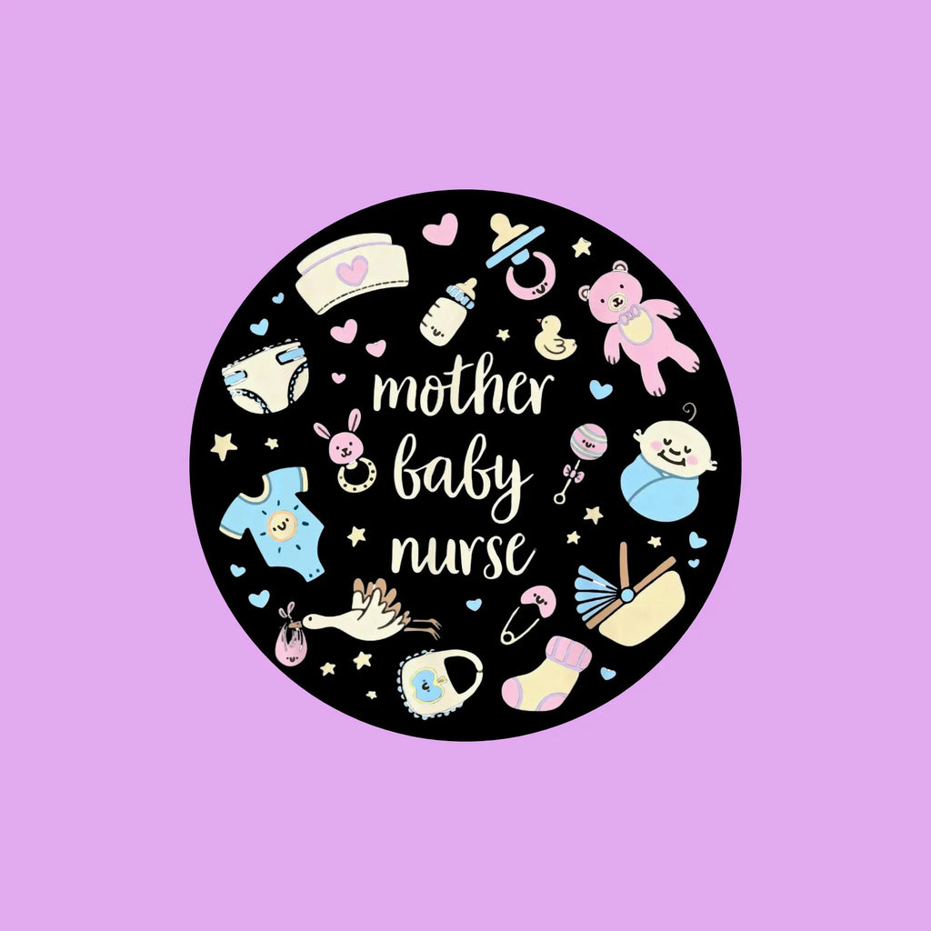 Mother Baby Nurse Sticker (White/Black)