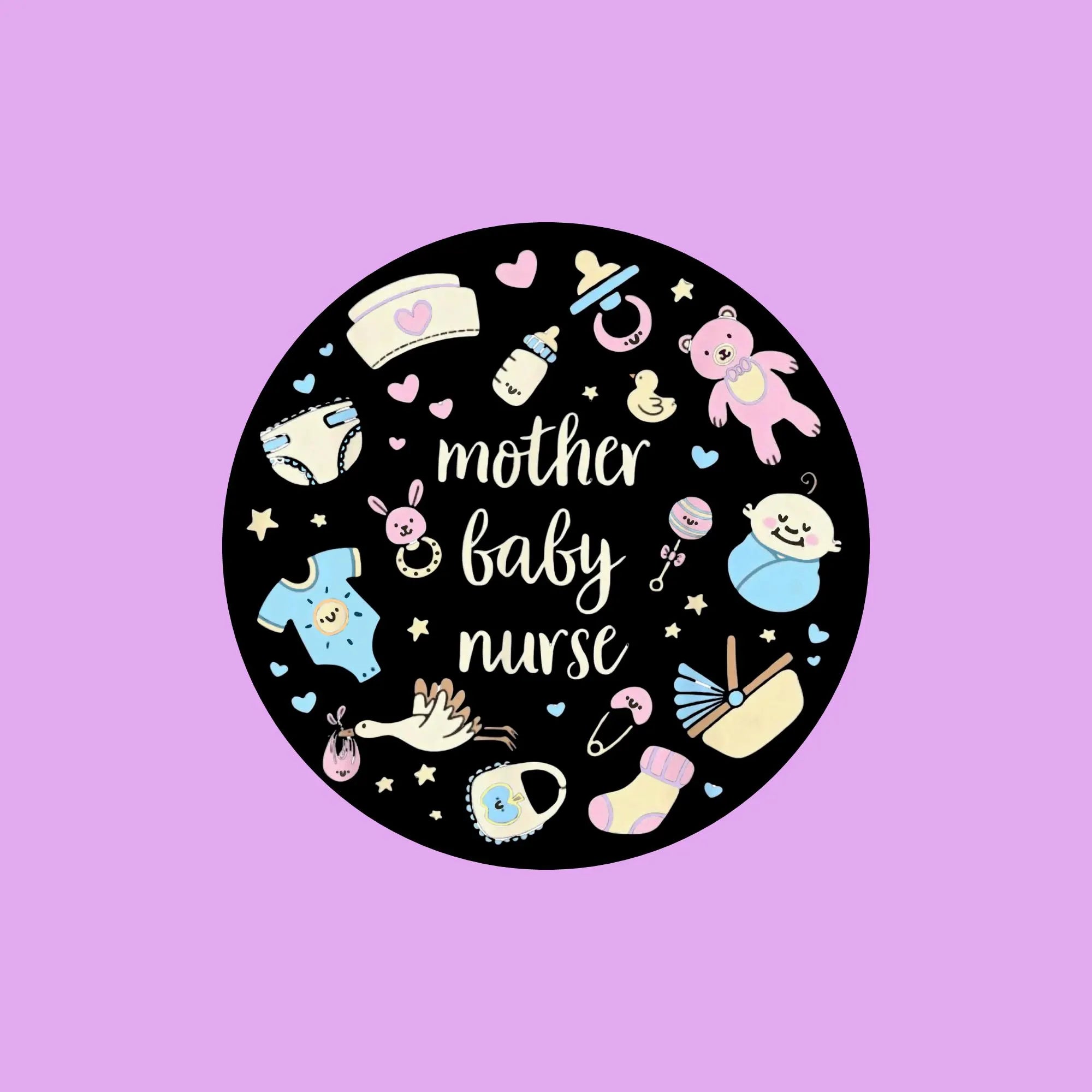 Mother Baby Nurse Sticker (White/Black)